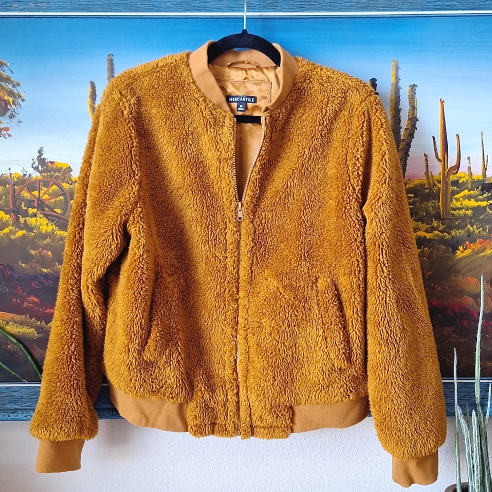 J. Crew Sherpa Teddy Bomber Jacket in Coppery Brown